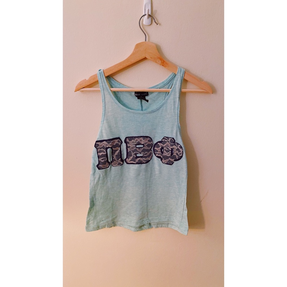 Hand sewn sorority letters